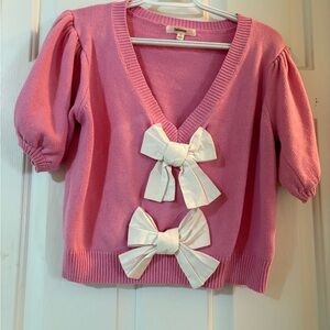 Pink Sweater with White Bows
